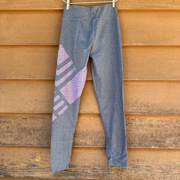 Champion Girls Activewear Leggings Size Large 10/12 Gray With Purple Geometric D - Picture 3 of 7